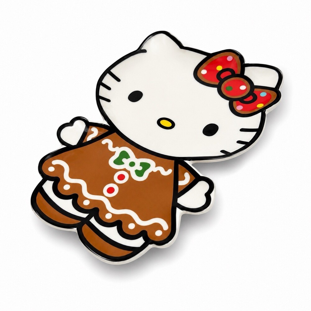 Hello Kitty Gingerbread Ceramic Trinket Tray 6.5” Holiday Silver Buffalo New